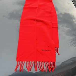 Christian Dior Red Lambswool Scarf - Made in Great Britain READ